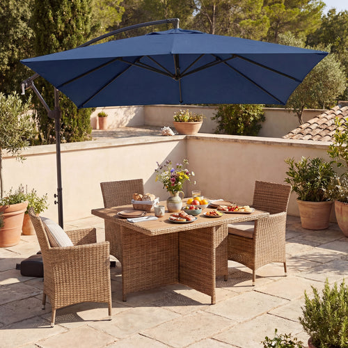 8x8 FT Square Offset Cantilever Patio Umbrella, 360° Rotation, Navy