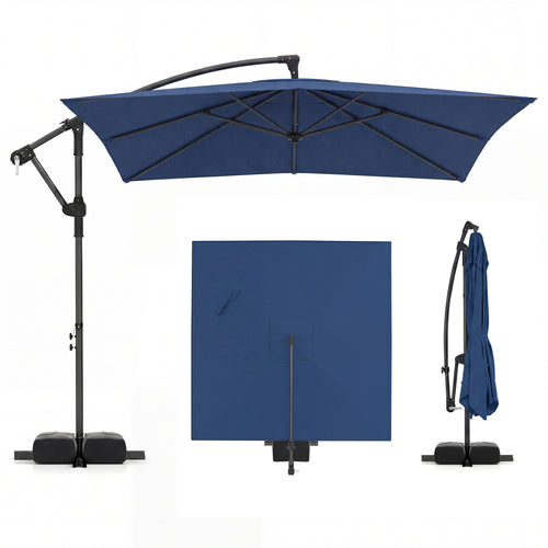 8x8 FT Square Offset Cantilever Patio Umbrella, 360° Rotation, Navy