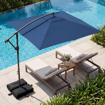 8x8 FT Square Offset Cantilever Patio Umbrella, 360° Rotation, Navy Outdoor Umbrellas at Gallery Canada