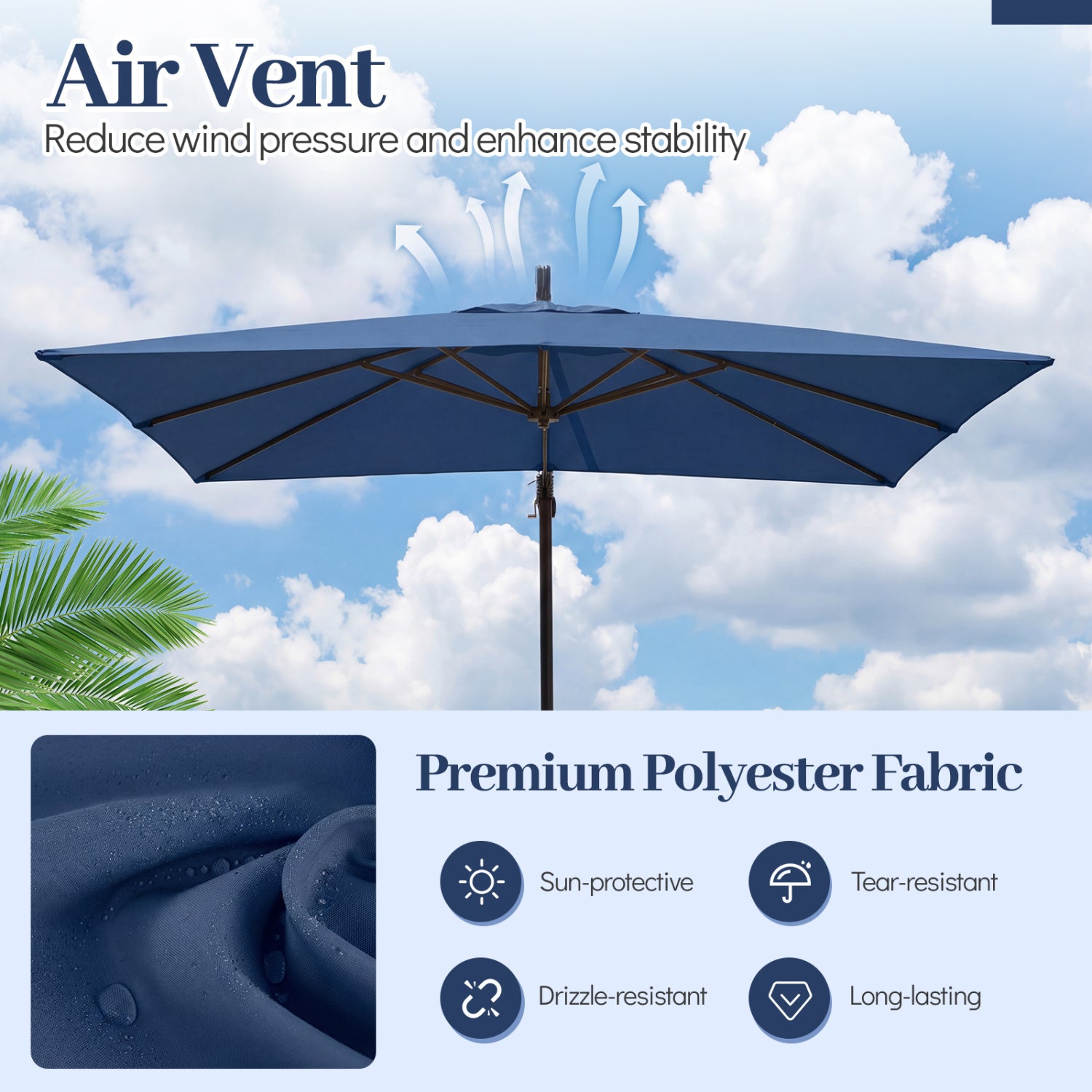 8x8 FT Square Offset Cantilever Patio Umbrella, 360° Rotation, Navy Outdoor Umbrellas at Gallery Canada