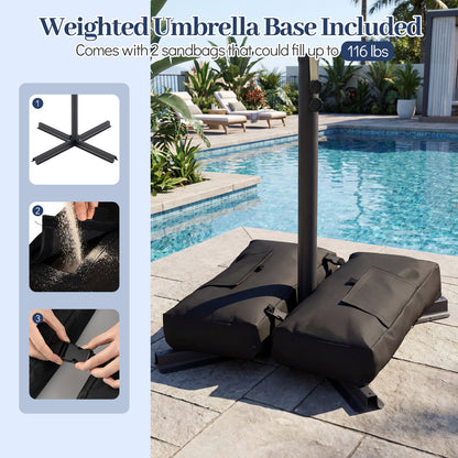 8x8 FT Square Offset Cantilever Patio Umbrella, 360° Rotation, Navy Outdoor Umbrellas at Gallery Canada