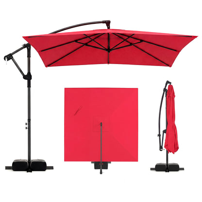 8 FT Square Cantilever Patio Umbrella, 360° Rotation, Red Outdoor Umbrellas at Gallery Canada