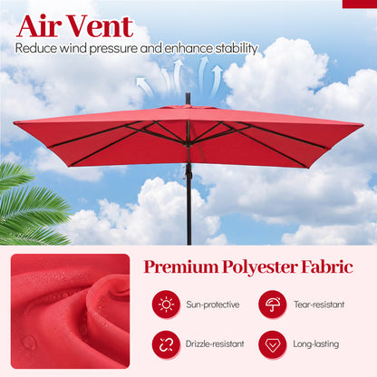 8 FT Square Cantilever Patio Umbrella, 360° Rotation, Red Outdoor Umbrellas at Gallery Canada