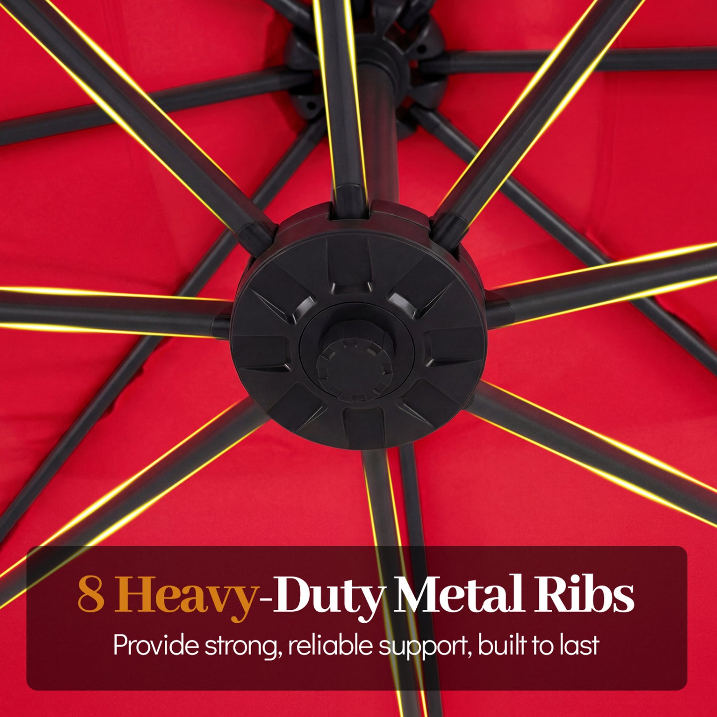 8 FT Square Cantilever Patio Umbrella, 360° Rotation, Red Outdoor Umbrellas at Gallery Canada