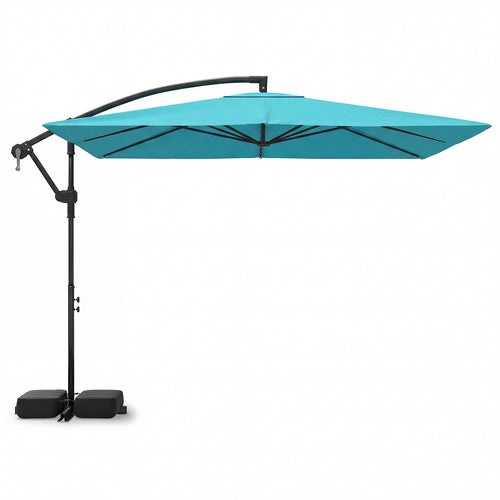 8 x 8 FT Solar LED Cantilever Patio Umbrella, 360° Rotation, Turquoise