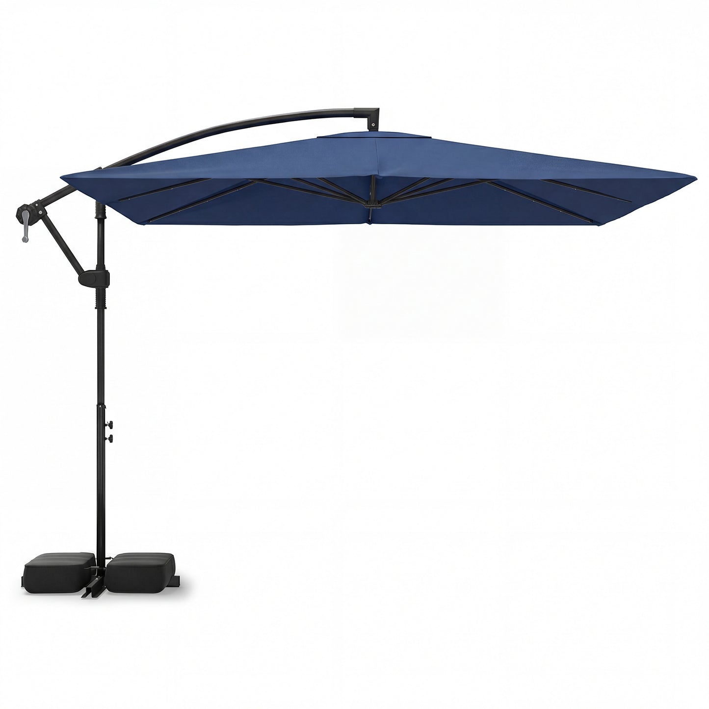 8 x 8 FT Solar LED Cantilever Patio Umbrella, Navy Outdoor Umbrellas Navy at Gallery Canada