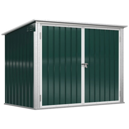 6x3 FT Outdoor Storage Shed, Double Door Trash Can Organizer, Green