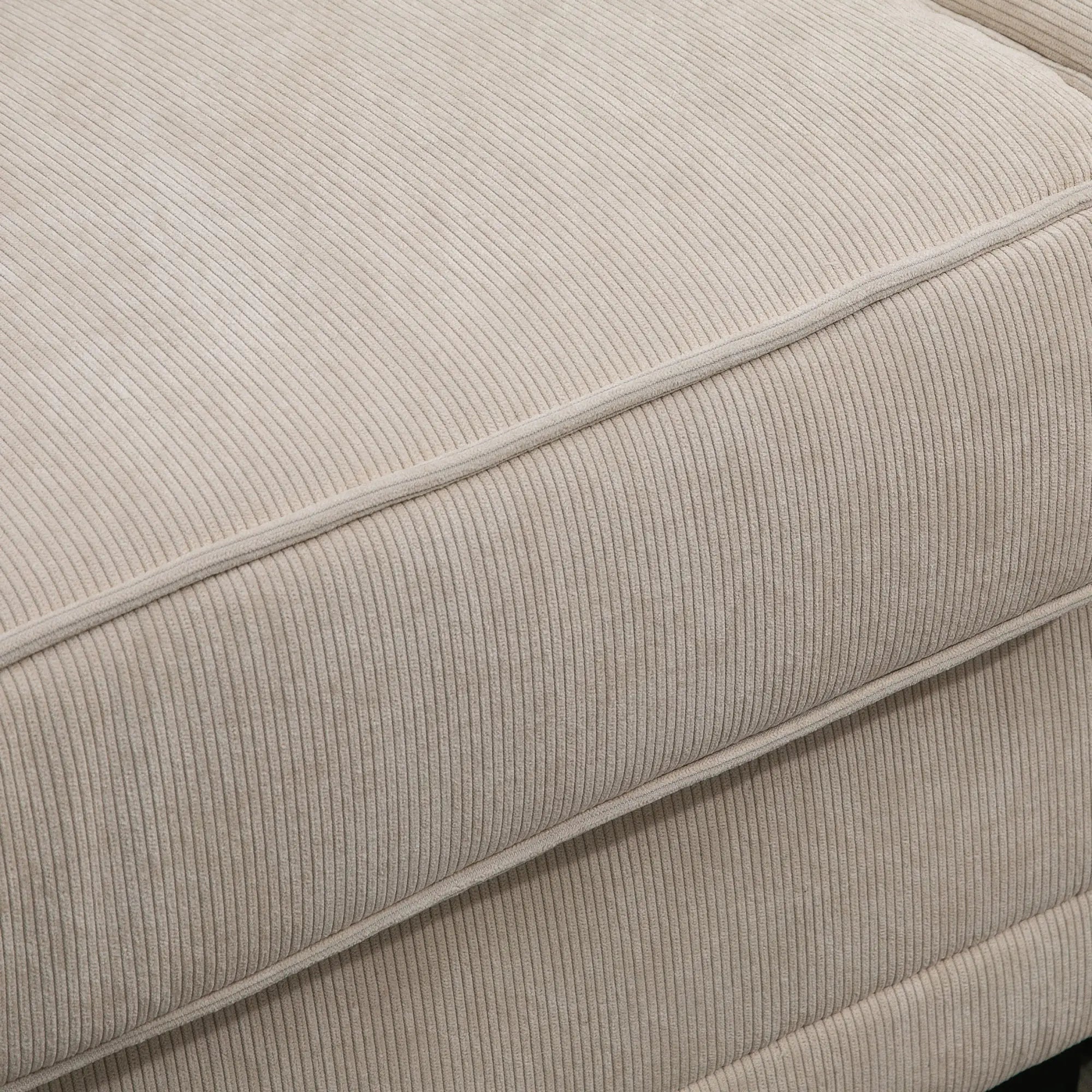 Modern 3 Seater Sofa, Corduroy Fabric, Pine Wood Legs, Beige 3-Seater Sofas at Gallery Canada