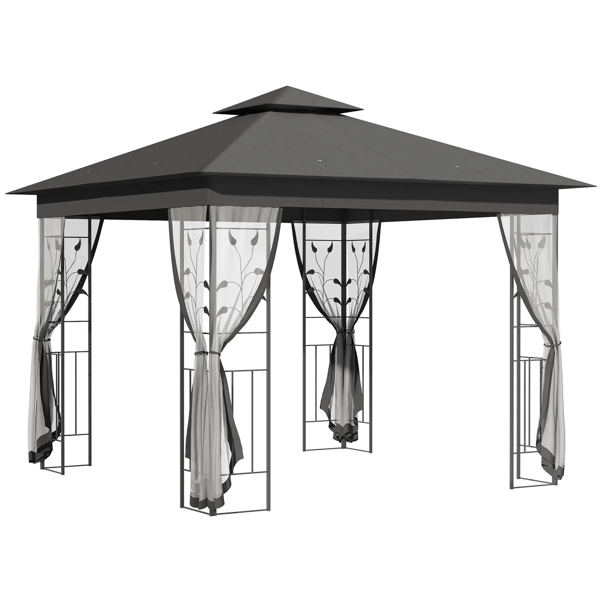 10'x10' Steel Patio Gazebo, Soft-Top, Polyester Roof, Grey Gazebos at Gallery Canada