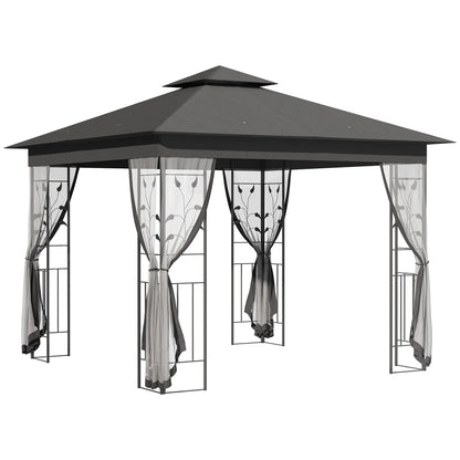 10'x10' Steel Patio Gazebo, Soft-Top, Polyester Roof, Grey Gazebos at Gallery Canada