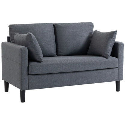 55" Loveseat Sofa, Modern Linen Upholstered, Dark Grey 2-Seater Sofas Dark Grey at Gallery Canada