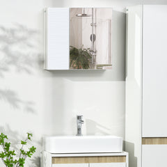 Wall Mounted Bathroom Medicine Cabinet Mirrored Cabinet with Hinged Door 2-Tier Storage and Adjustable Shelves White - Gallery Canada