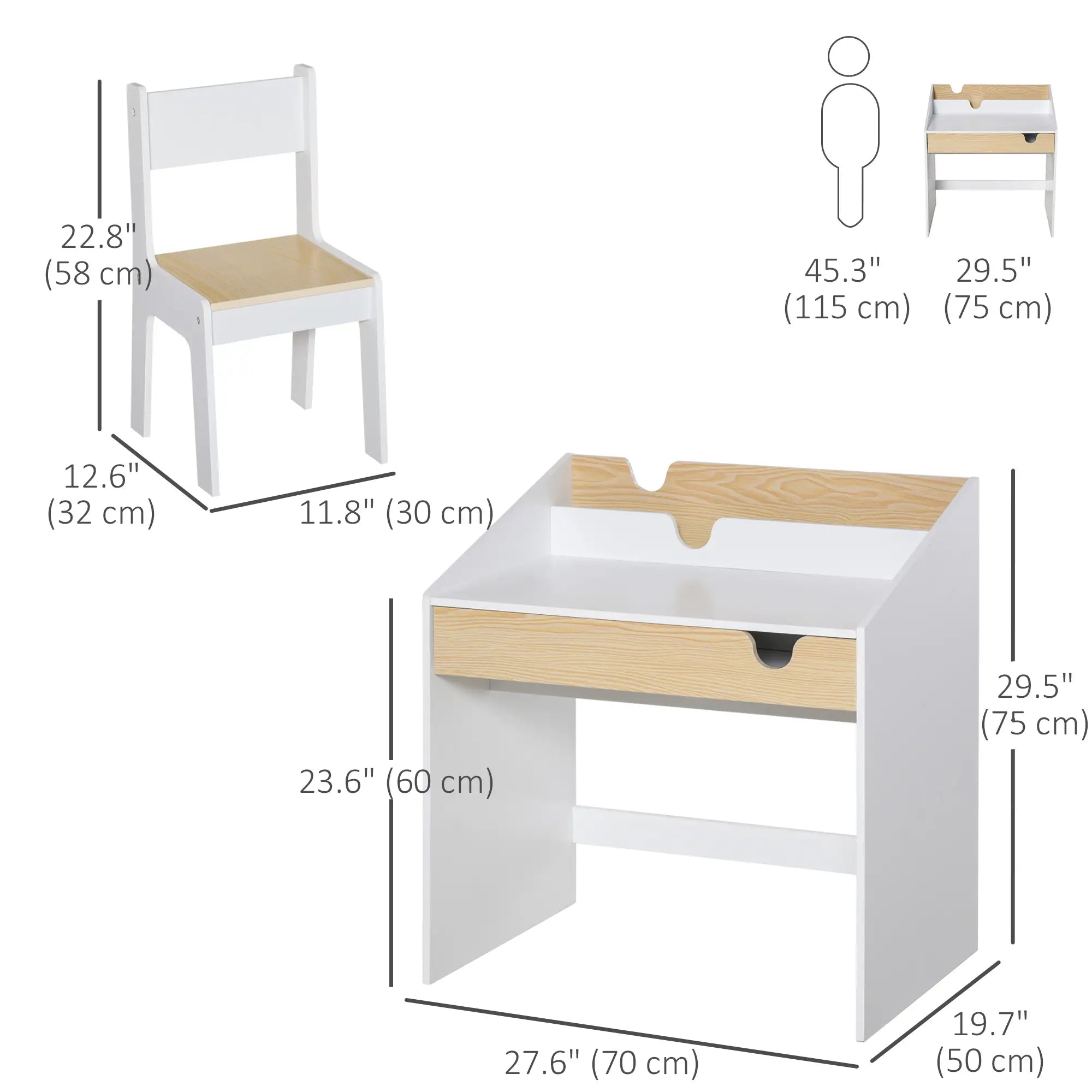 Kids Desk and Chair Set with Storage Drawer, for 6-10 Years Kids Desk Sets at Gallery Canada