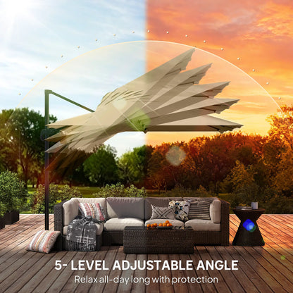 10 FT Cantilever Patio Umbrella, Square, Crank Handle, Cross Base Offset Cantilever Umbrellas at Gallery Canada
