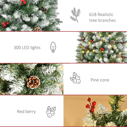 6 ft Pre-Lit Christmas Tree, LED Lights, Pine Cones, Red Berries Pencil Christmas Trees at Gallery Canada