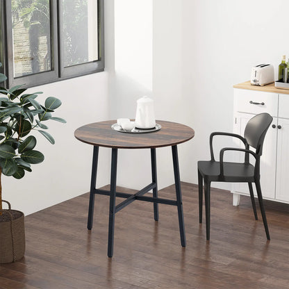 31.5" Dining Table, Industrial Kitchen Table Round, Steel Legs, Rustic Brown Dining Tables at Gallery Canada