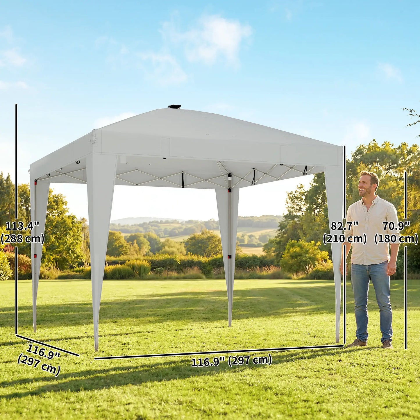 10 x 10 ft Pop Up Canopy Tent, Remote Control, UPF 50+, Light Grey Pop Up Canopies at Gallery Canada