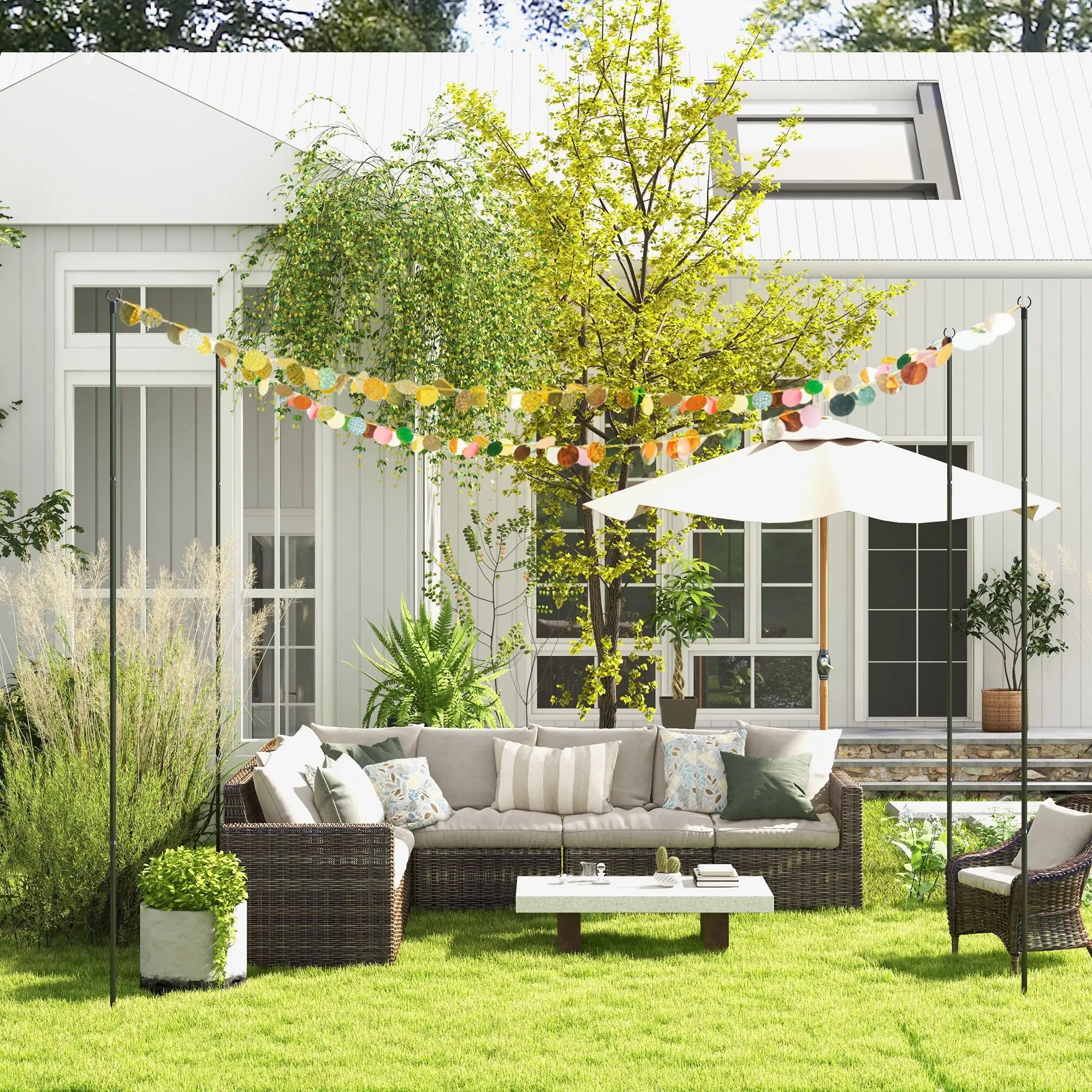 4 Pack 10' Steel String Light Poles, for Patio, Backyard, Black Lighting & Ceiling Fans at Gallery Canada