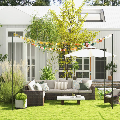 4 Pack 10' Steel String Light Poles, for Patio, Backyard, Black