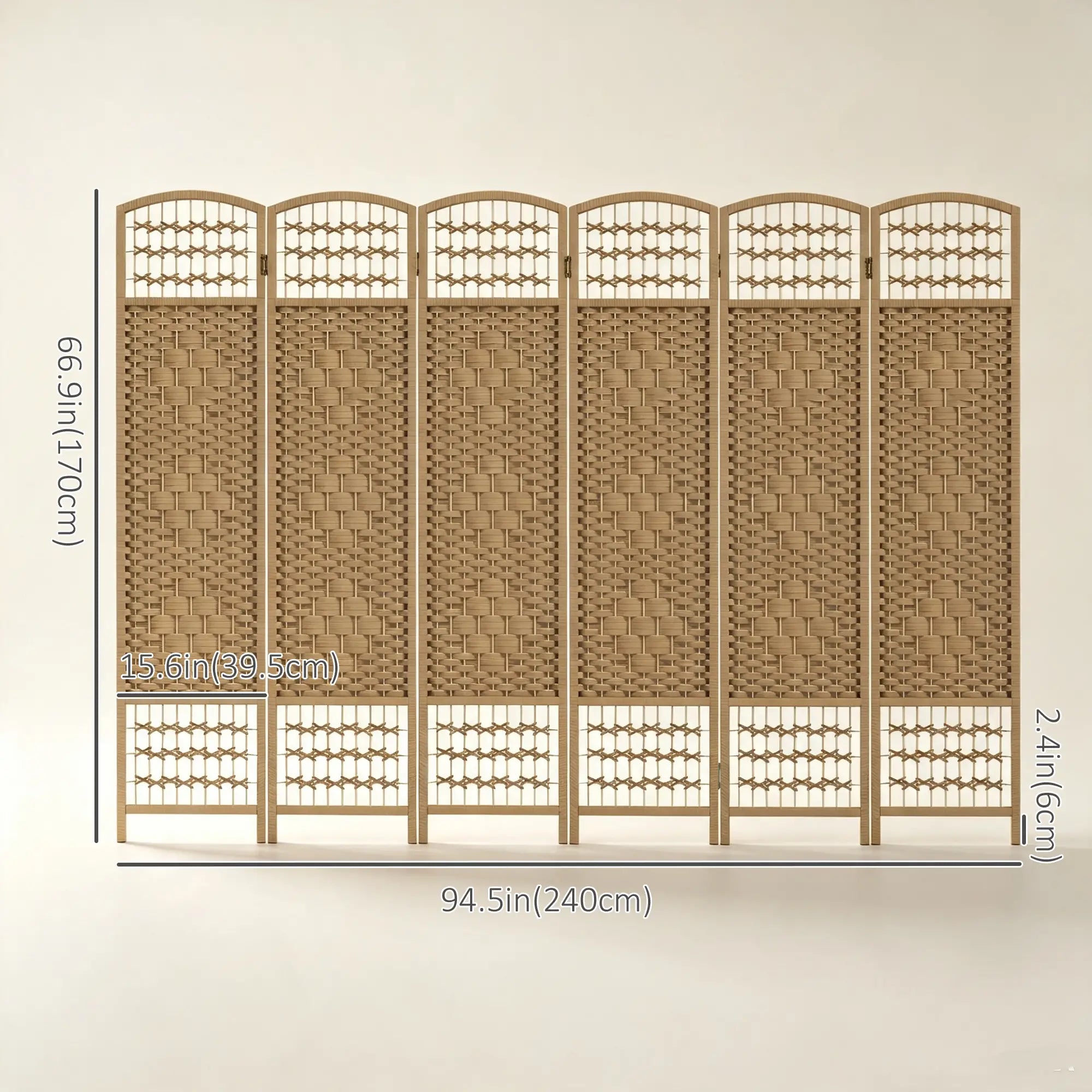 6 Panel Folding Room Divider, Portable Privacy Screen, Natural Room Dividers at Gallery Canada