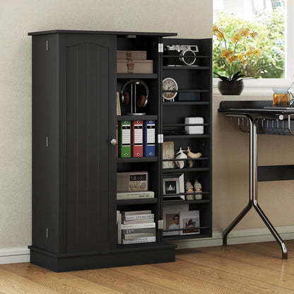 41" Storage Cabinet, 2-Door Kitchen Pantry, 5-Tier Shelving, Black Kitchen Pantry Cabinets at Gallery Canada