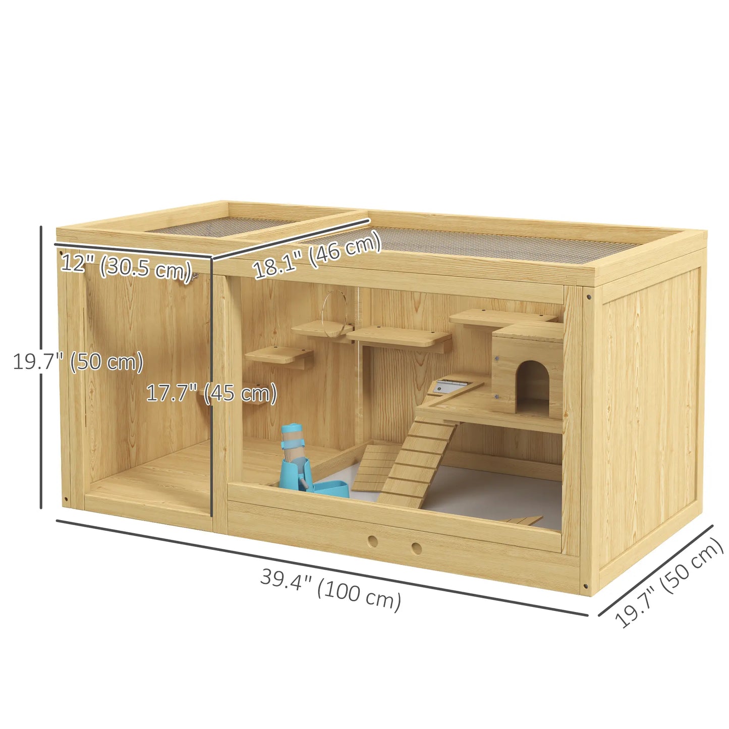 Large Wooden Hamster Cage, Multi-Layer Habitat with Pull-Out Tray Hamster Cages at Gallery Canada