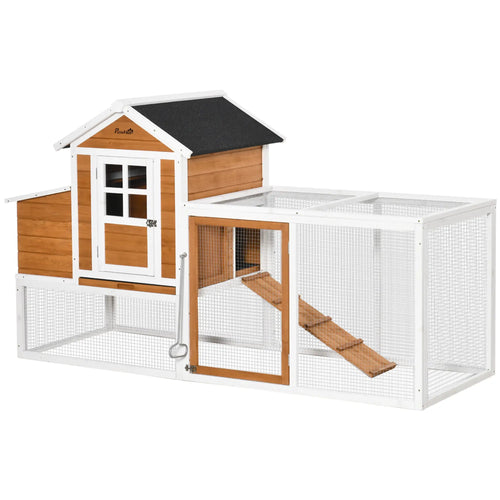 Large Chicken Coop With Nesting Box, For 2-4 Chickens, Orange And White