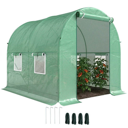 8'x6.6'x6.6' Walk-In Greenhouse, Garden Tunnel, Steel Frame, Roll-Up Door Walk In Greenhouses Dark Green at Gallery Canada
