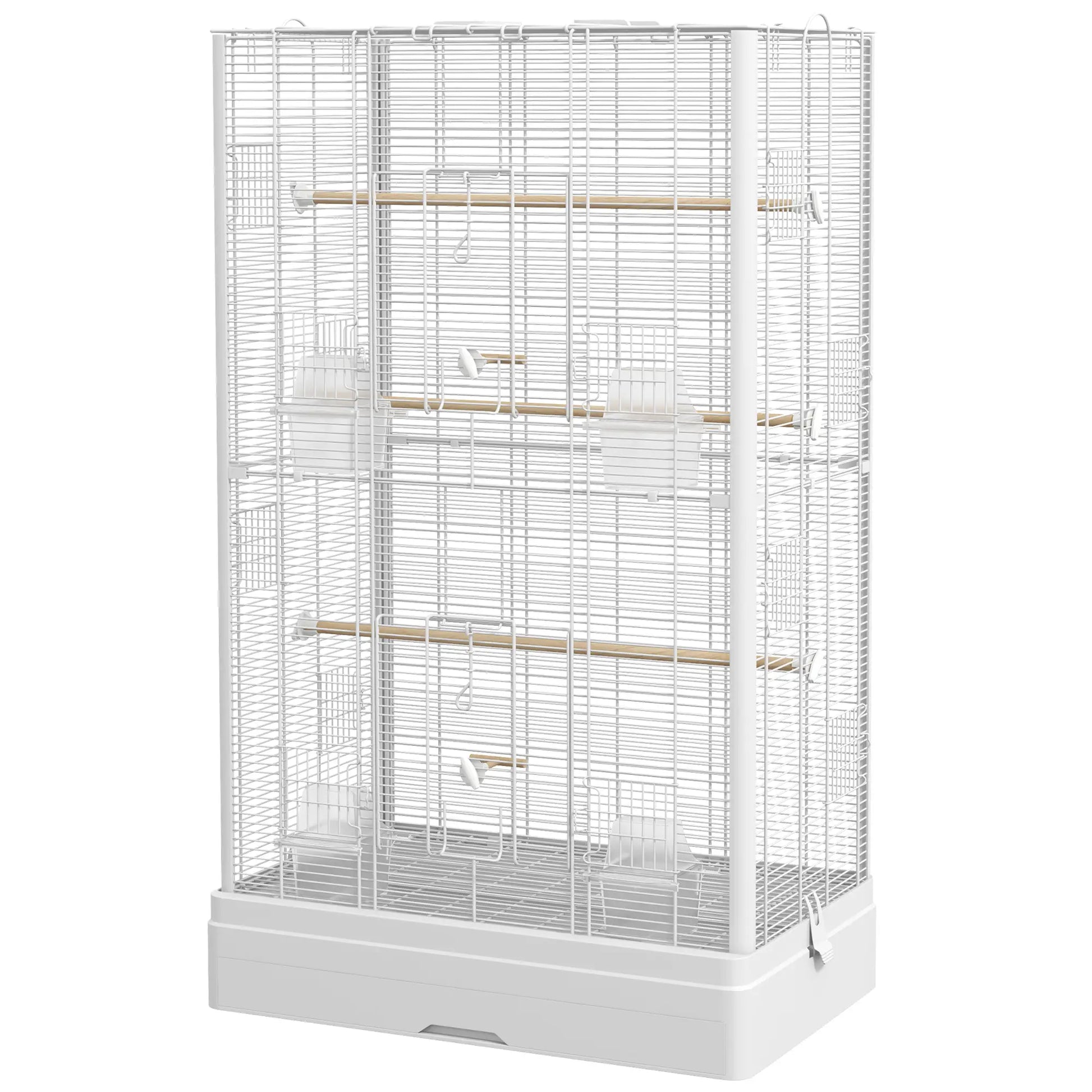 39" Bird Cage for Budgies, Finches, Canaries, Wooden Stand, White Bird Cages White at Gallery Canada