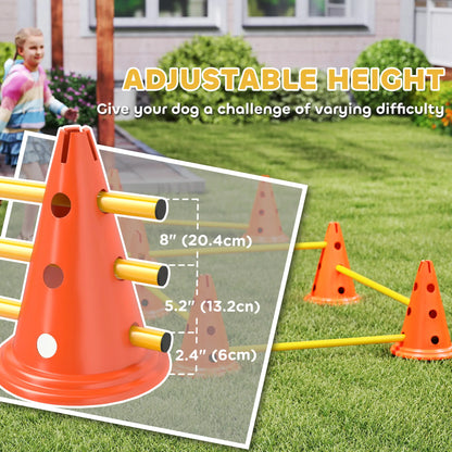 Dog Agility Hurdle Set, Adjustable Obstacle Course, 8 Cones 8 Poles, Orange Dog Agility Training Equipment at Gallery Canada