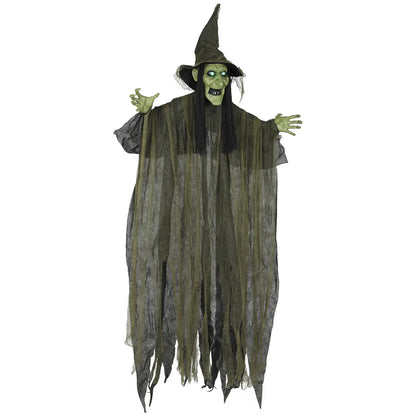 Animatronics Hanging Witch, Voice Activated, Flashing Eyes, Green Halloween Decorations at Gallery Canada