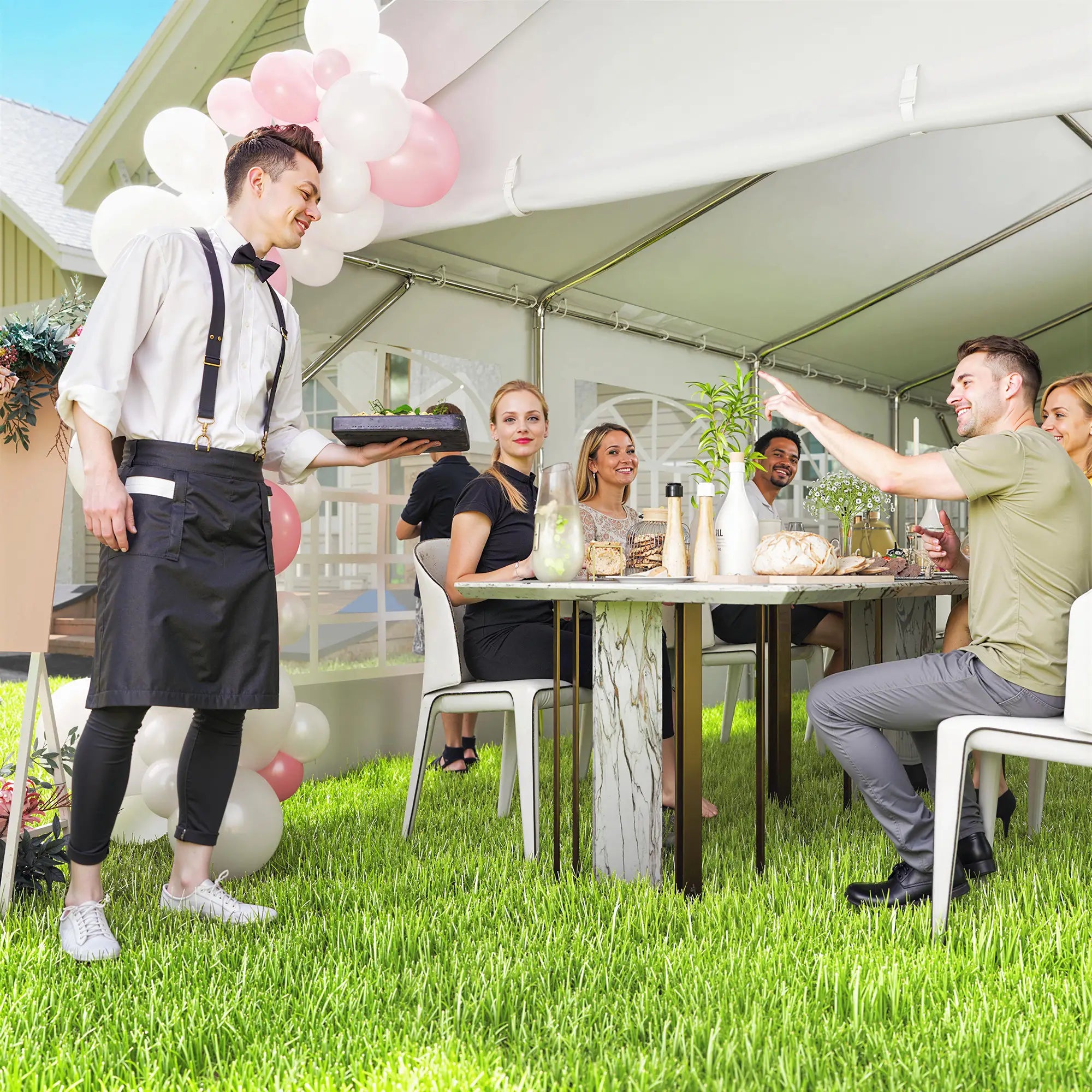 13'x26' Heavy Duty Party Tent, Portable Garage Canopy, White Canopy Tents at Gallery Canada