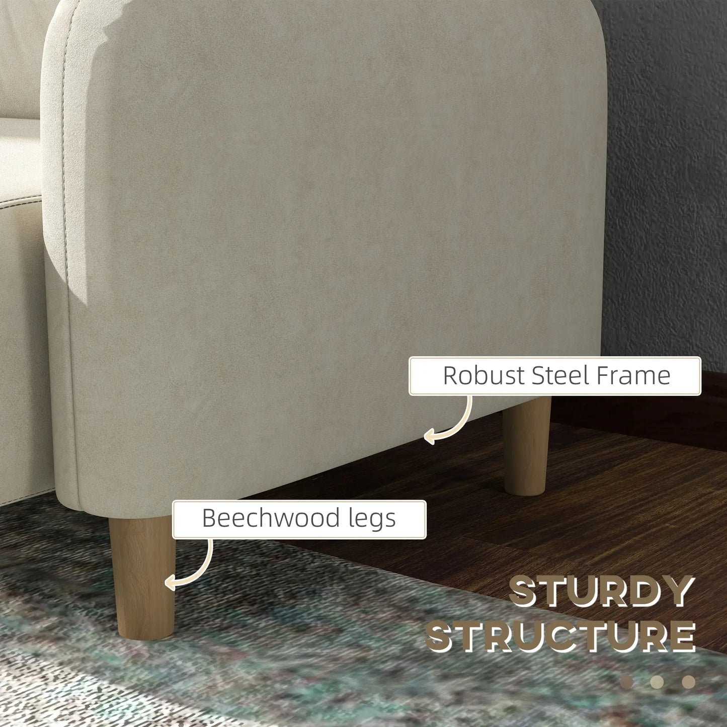 58" 2 Seat Sofa, Modern Love Seat, Upholstered Couch, Solid Wood Frame, Beige 2-Seater Sofas at Gallery Canada