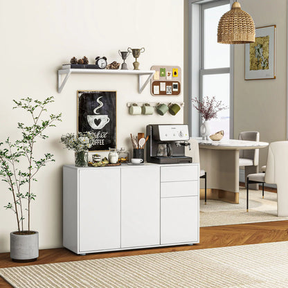 Modern Kitchen Sideboard, Coffee Bar with 2 Drawers, White Kitchen Pantry Cabinets at Gallery Canada