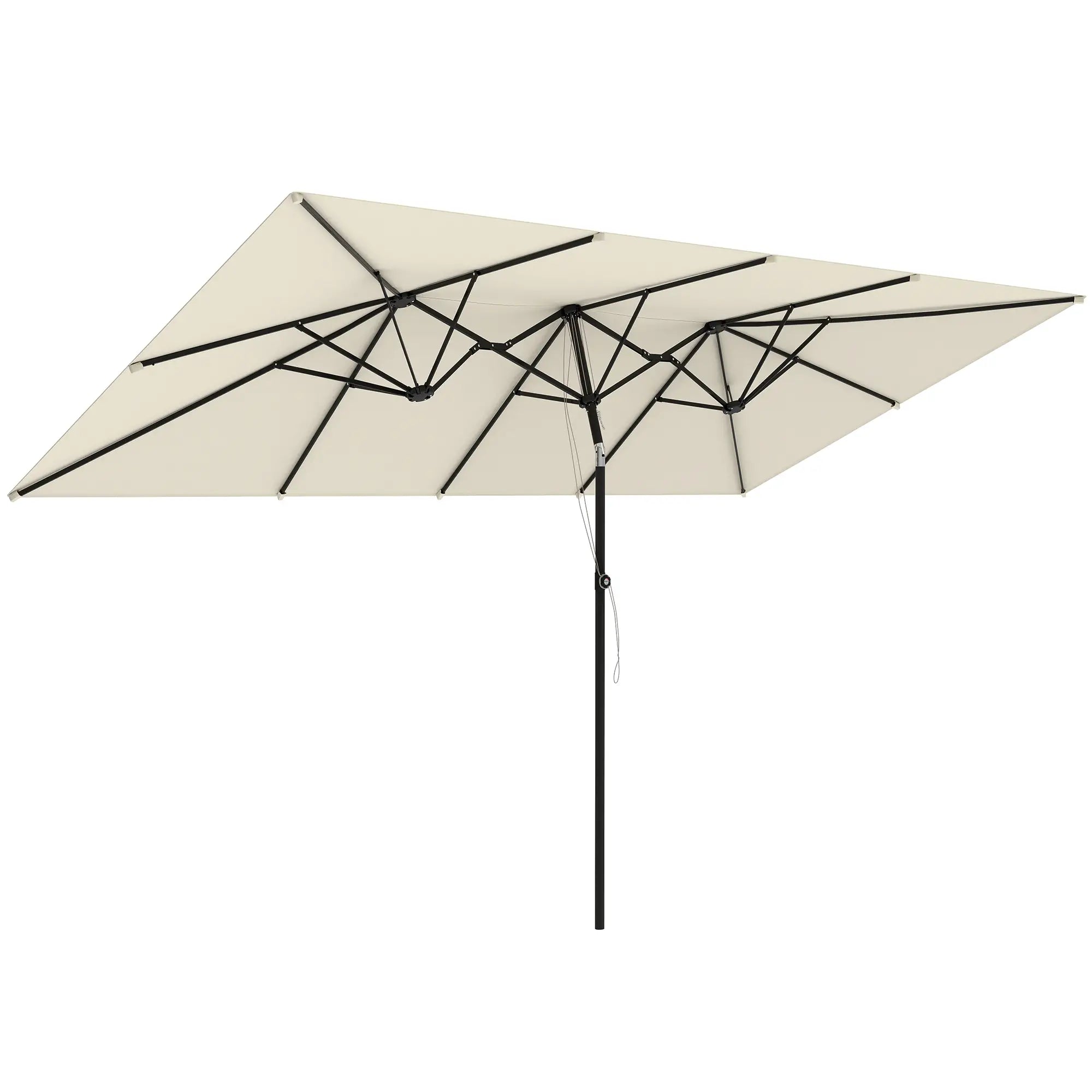 Double-Sided Patio Umbrella With Tilt, Adjustable Height, Vents, 12 Ribs, White Double-sided Umbrellas at Gallery Canada