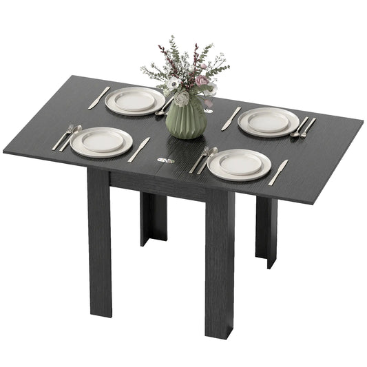 55" Extendable Dining Table, Kitchen Table For 4-6 Person, Black Dining Tables Black Wood Effect at Gallery Canada