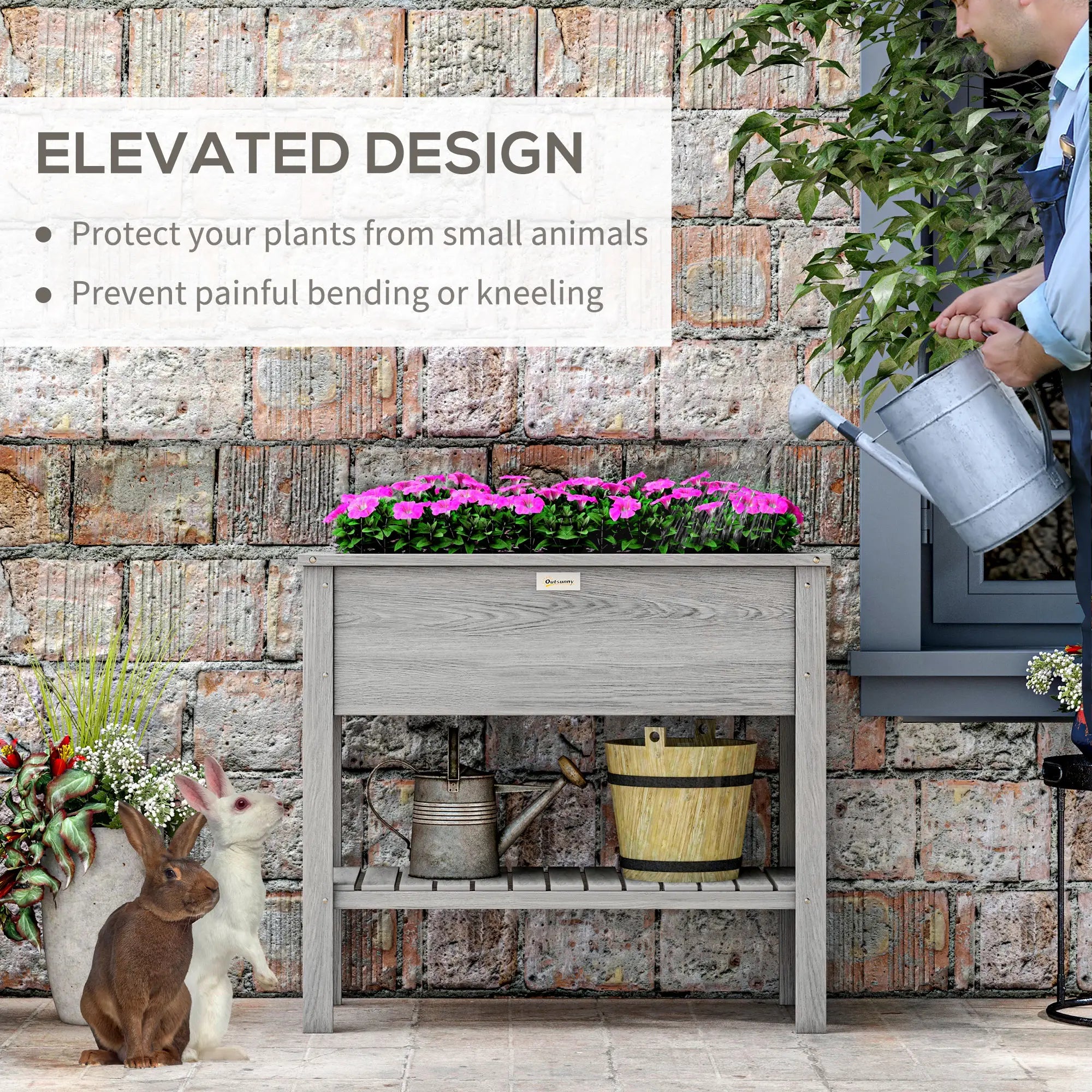 Elevated Planter Box with Storage, 36