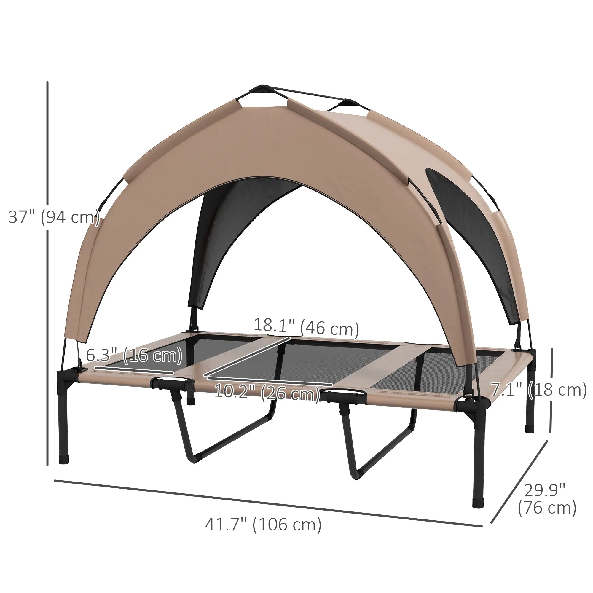 Raised Dog Bed, Cooling Cot with Canopy, Washable Mesh, Large, Coffee Elevated Dog Beds at Gallery Canada
