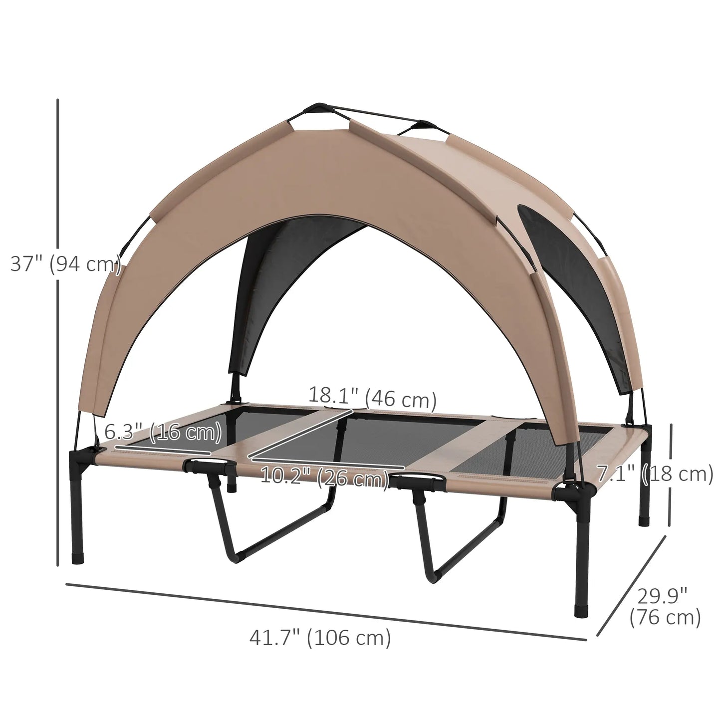 Raised Dog Bed, Cooling Cot with Canopy, Washable Mesh, Large, Coffee Elevated Dog Beds at Gallery Canada