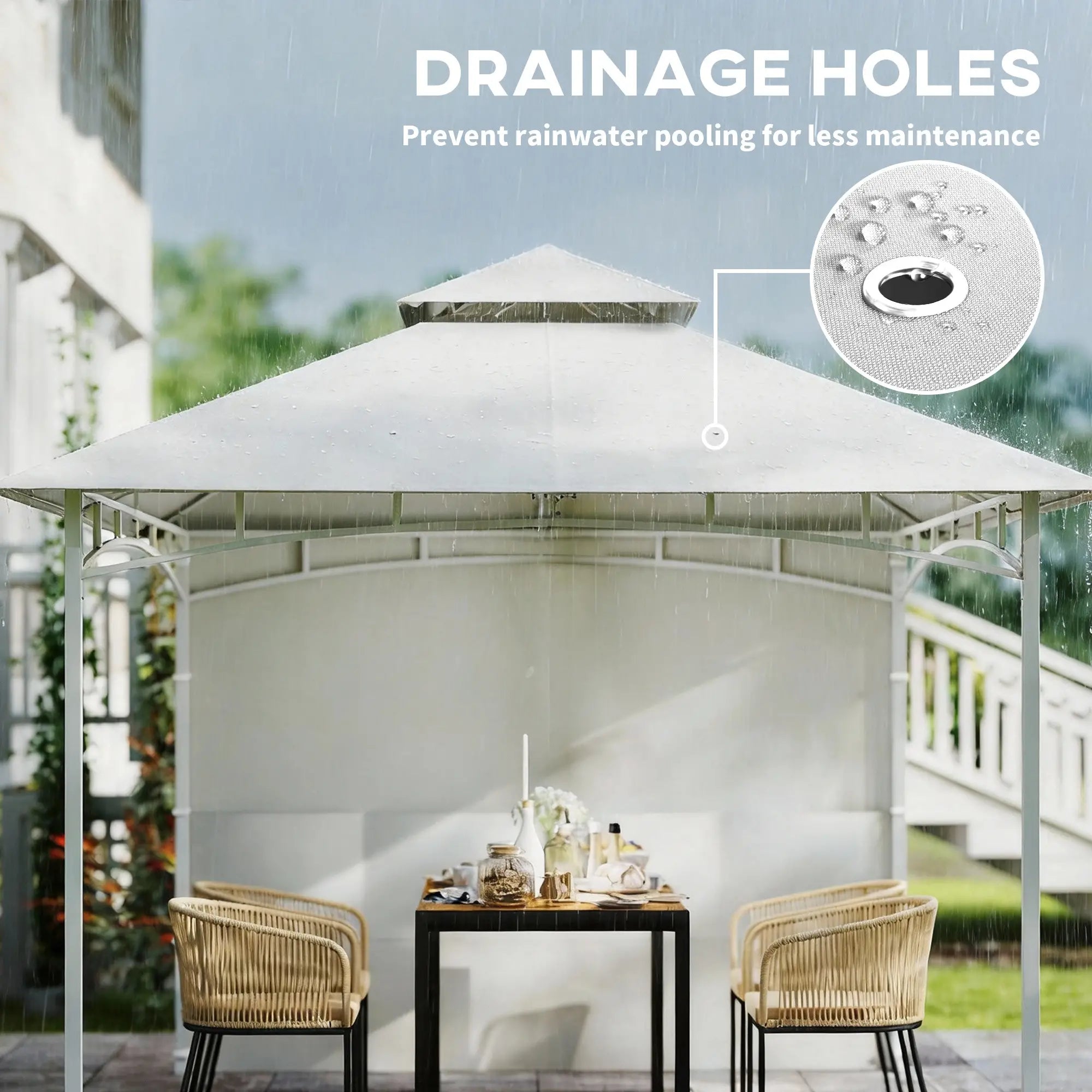 10' x 10' Patio Gazebo, Double Roof Canopy With Storage, Cream White Gazebos at Gallery Canada