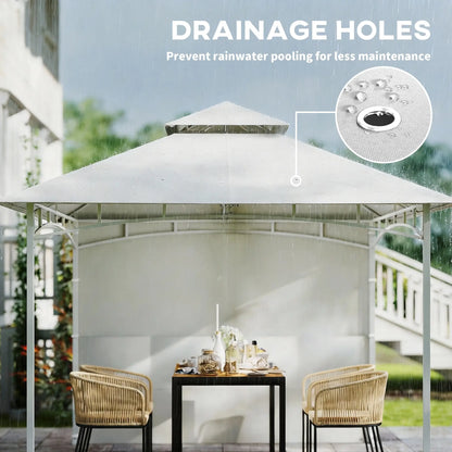 10' x 10' Patio Gazebo, Double Roof Canopy With Storage, Cream White Gazebos at Gallery Canada