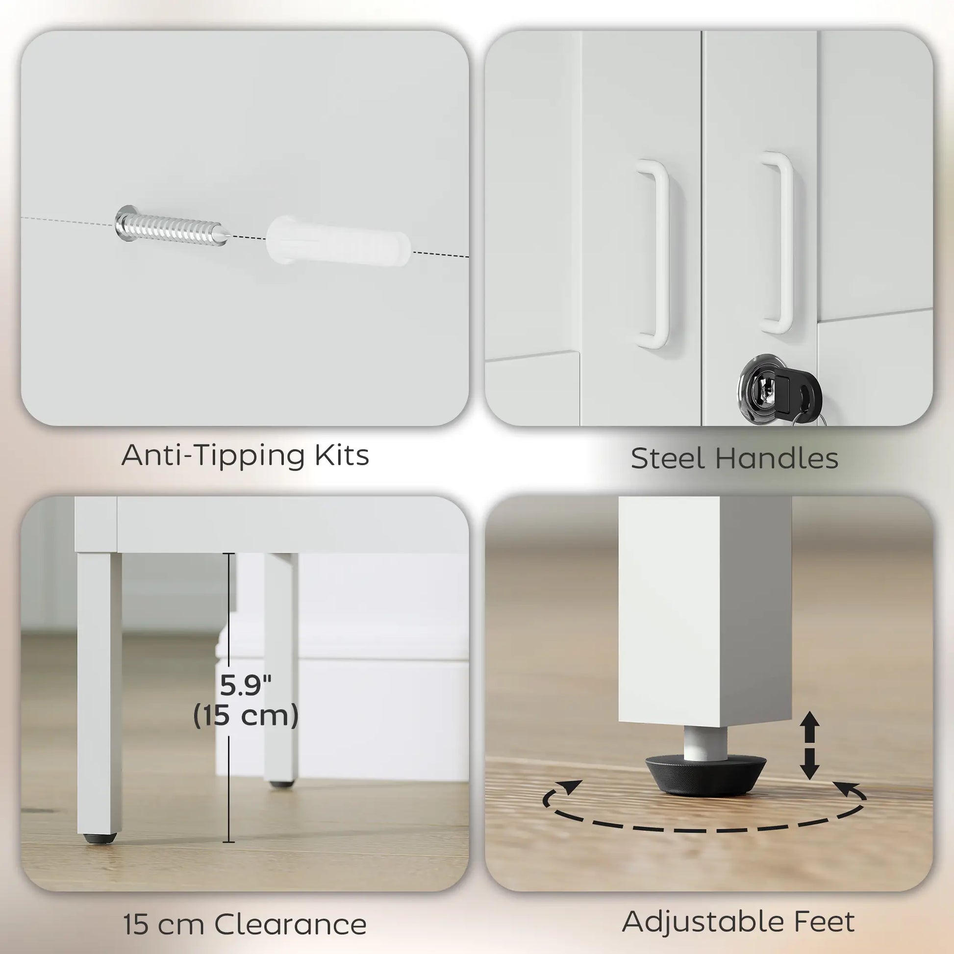 Office Storage Cabinet, Lockable, 3 Adjustable Shelves, 2 Doors, White Office Cabinets & Cupboards at Gallery Canada