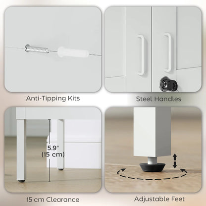 Office Storage Cabinet, Lockable, 3 Adjustable Shelves, 2 Doors, White Office Cabinets & Cupboards at Gallery Canada