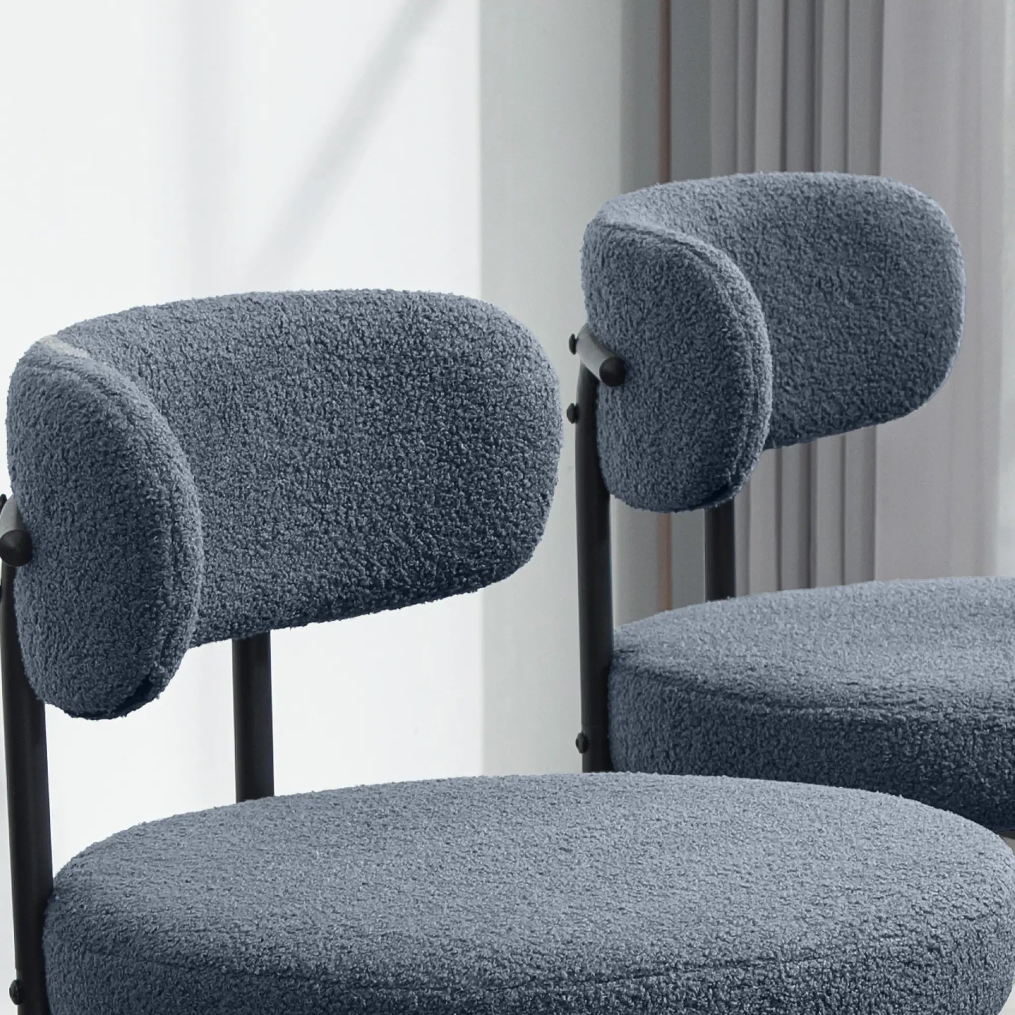 4 Pc Kitchen Chairs, Modern Dining, Berber Fleece Upholstery, Steel Legs, Grey Dining Chairs at Gallery Canada