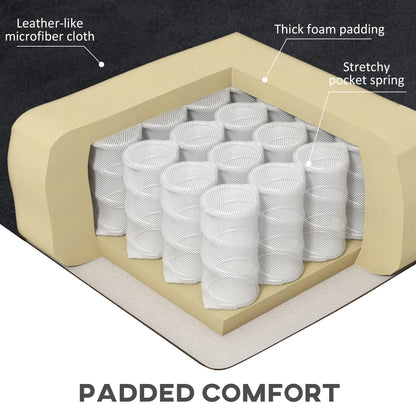 Manual Recliner Chair with Vibration Massage, Side Pockets, Microfibre Reclining Chair for Living Room, Black Single Sofas at Gallery Canada