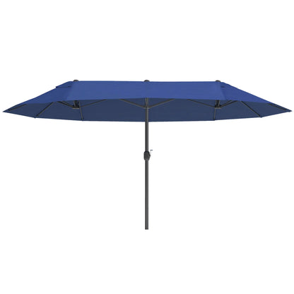 15ft Double-Sided Patio Umbrella, Twin Canopy, Crank, Blue Sun Umbrellas Blue at Gallery Canada