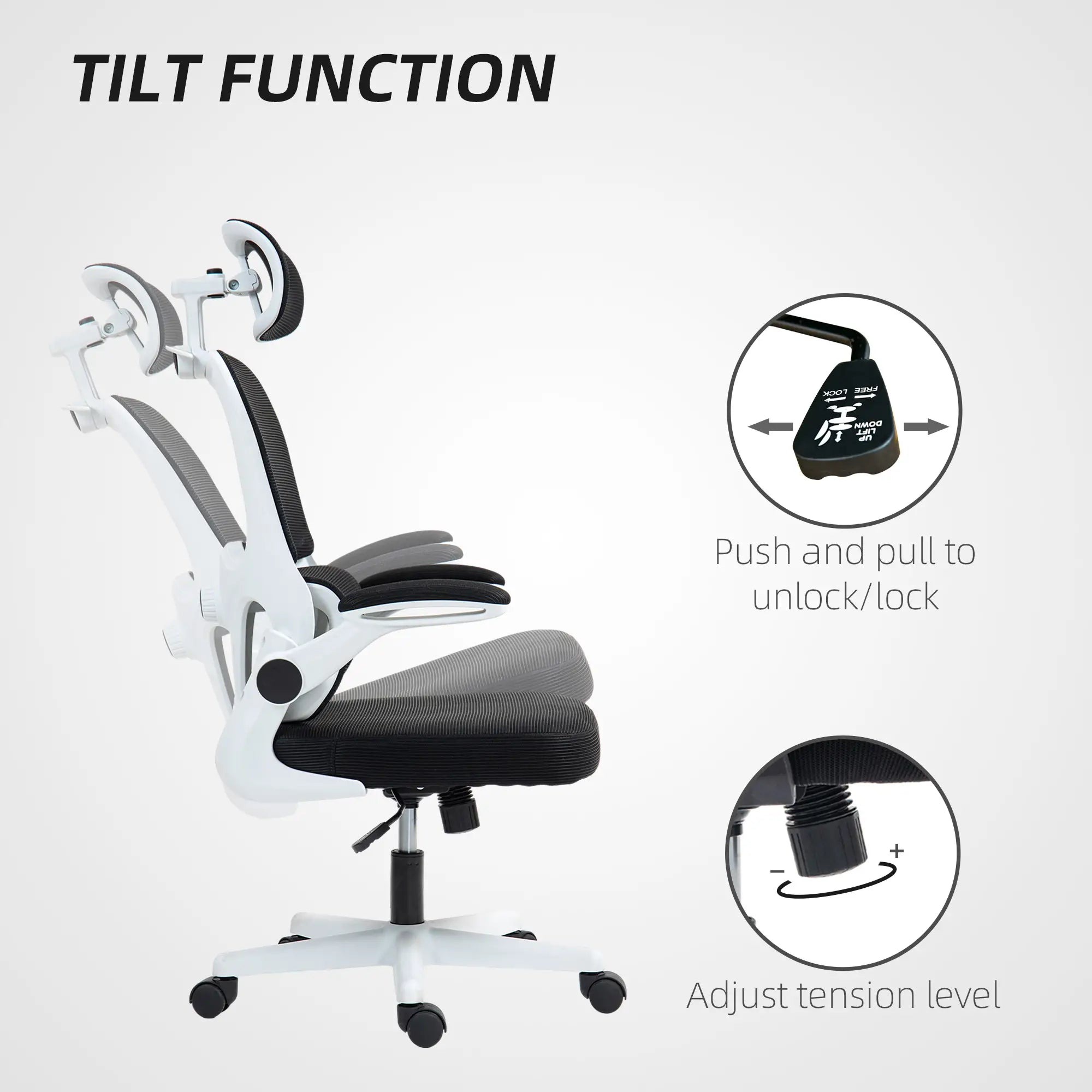 Mesh Office Chair, Ergonomic Desk Chair, Flip-Up Armrest, Adjustable Lumbar Support, Black Office Chairs at Gallery Canada