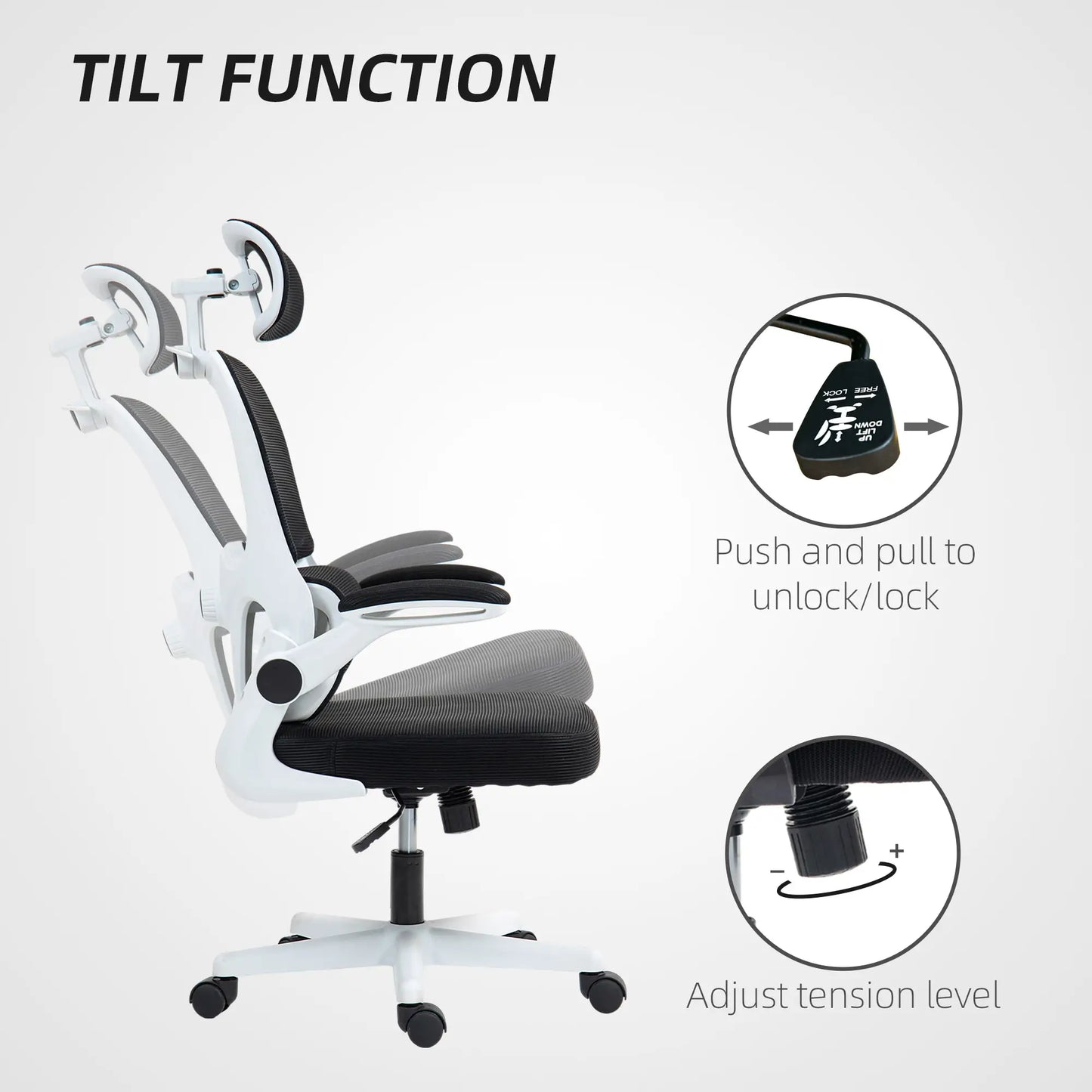 Mesh Office Chair, Ergonomic Desk Chair, Flip-Up Armrest, Adjustable Lumbar Support, Black Office Chairs at Gallery Canada