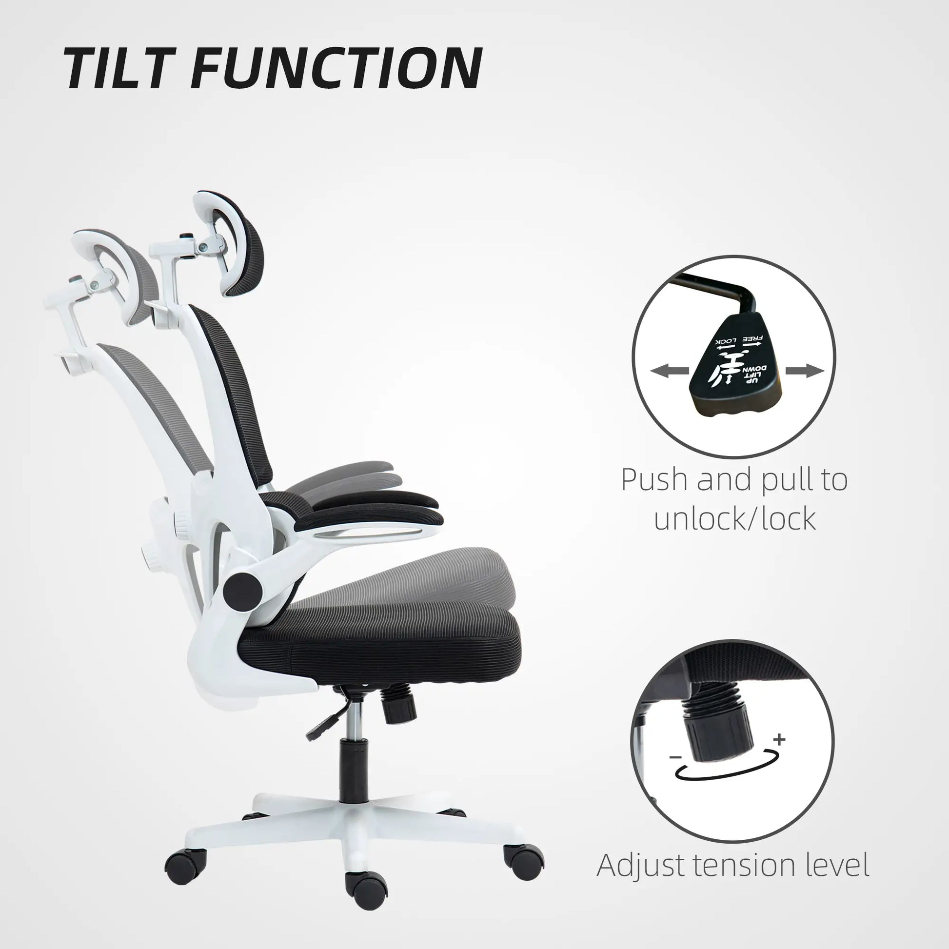 Mesh Office Chair, Ergonomic Desk Chair, Flip-Up Armrest, Adjustable Lumbar Support, Black Office Chairs at Gallery Canada