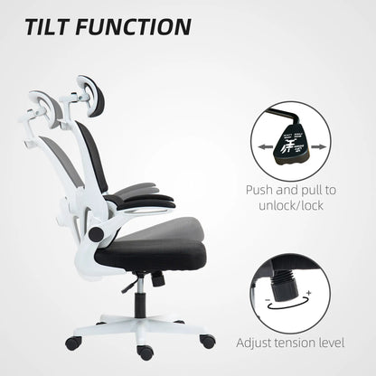 Mesh Office Chair, Ergonomic Desk Chair, Flip-Up Armrest, Adjustable Lumbar Support, Black Office Chairs at Gallery Canada